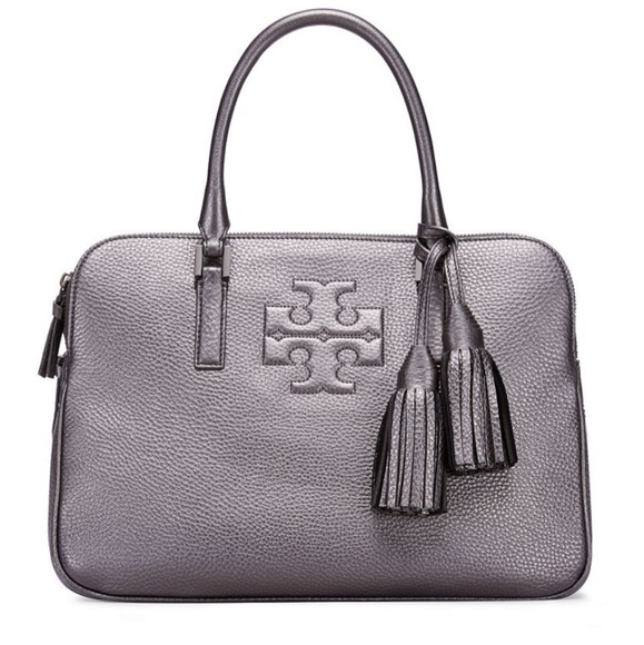 Tory Burch Handbags - Silver Tory Burch Thea Triple Zip Satchel